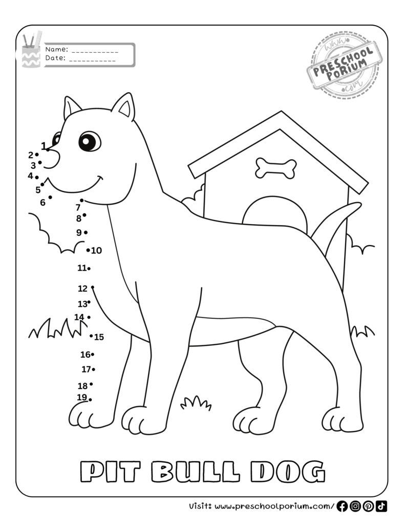 7+ Free Friendly Dogs Dot to Dot Coloring Worksheets