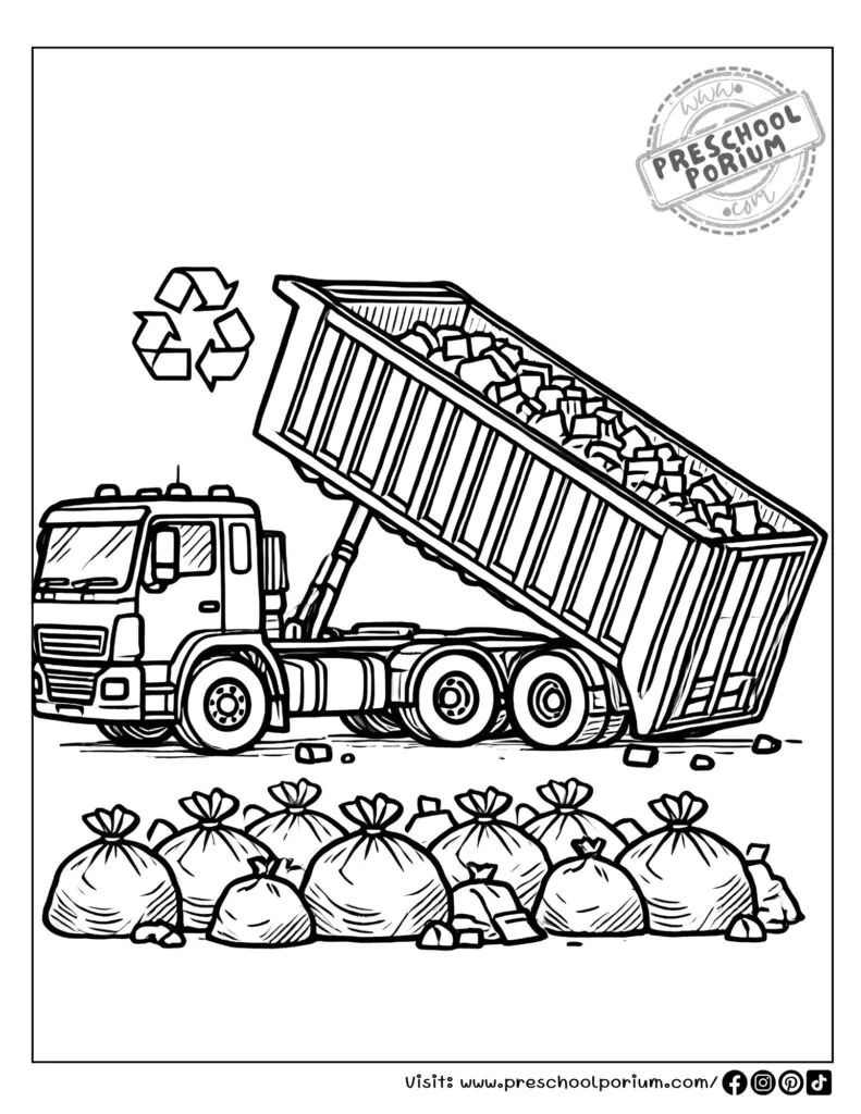 10 Free Trash Truck Coloring Pages With PDF Printables